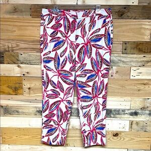 J. Crew size 12 Colorful Leaf Print Mid-rise Cropped Lightweight Chino Pants